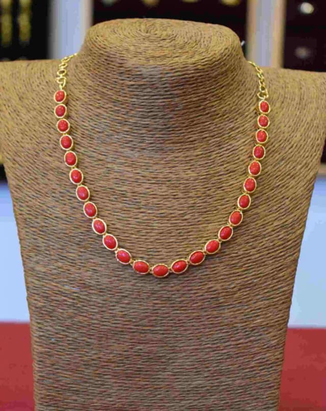 Coral Necklace, ஐம்பொன் பவள நெக்லஸ், പഞ്ചലോഹം പവിഴമാല, పంచలో...