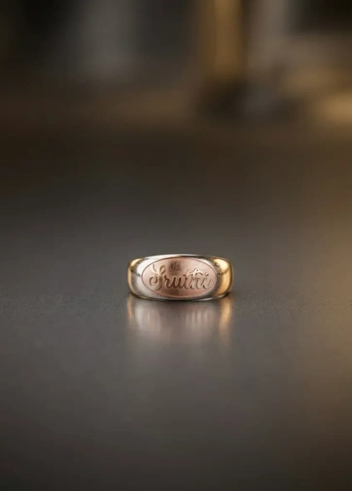 Classic Band Model Name Ring, ஐம்பொன் பெயர் மோதிரம், പഞ്ചലോഹ പേരു മോതിരം