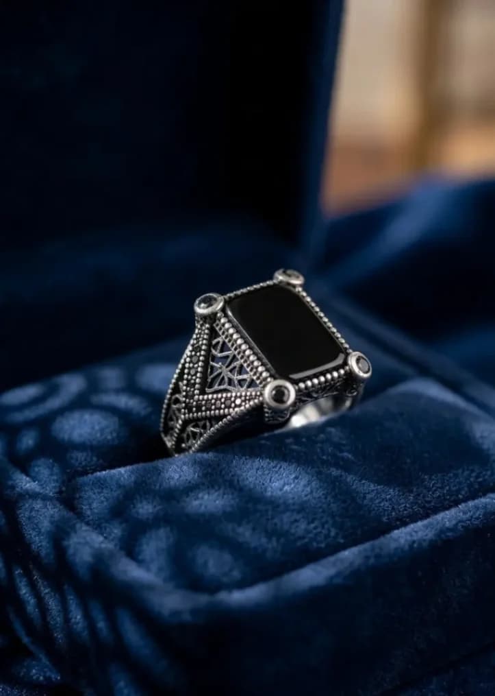 SILVER FANCY GENTS RING